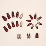 24pcs/Set Gilded Garnet Glam Press-On Nails