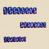 24pcs/Set Blue Gradient Blurred Starry Universe Press-On Nails