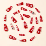 24pcs/Set Red Christmas Snowflake & Reindeer Press-On Nails