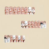 24pcs/Set Christmas Brown Snowman Press-On Nails