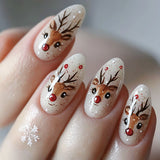 24pcs/Set Christmas Reindeer Press-On Nails