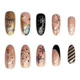 24pcs/Set Christmas Black White Snowflake Stripe Press-On Nails