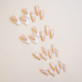 24pcs/Set Christmas White French with Snowflake & Bow Press-On Nails