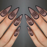 24pcs/Set Black Pattern Christmas Snowflake Press-On Nails