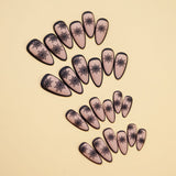 24pcs/Set Black Pattern Christmas Snowflake Press-On Nails