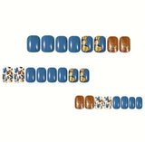 24pcs/Set Short Autumn-Winter Pumpkin & Leaves Press On Nails