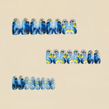 24pcs/Set Blue Starry Sky with Moon & Stars Press-On Nails