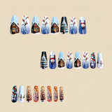 24pcs/Set Christmas Snowman, Tree, Igloo & Snowflake Press-On Nails