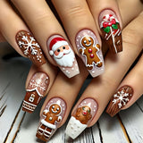 24pcs/Set Christmas Snowflake, Igloo & Santa Press-On Nails
