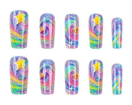 24pcs/Set Cosmic Starry Sky Gradient Press-On Nails