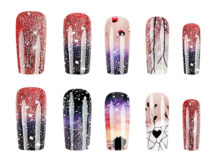 24pcs/Set Dreamy Starry Sky Press-On Nails