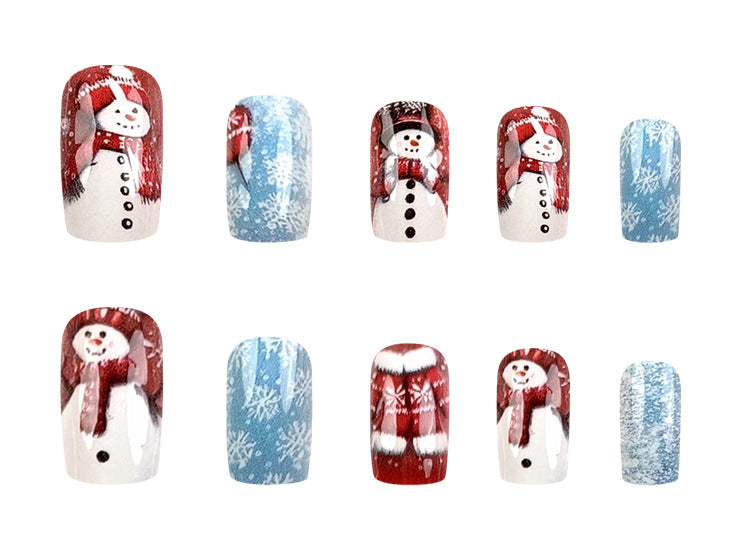 24pcs/Set Christmas Snowman & Snowflake Press-On Nails