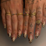 24pcs/Set Gold Line Starry Glimmer Press-On Nails