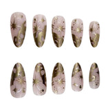 24pcs/Set Gold Line Starry Glimmer Press-On Nails