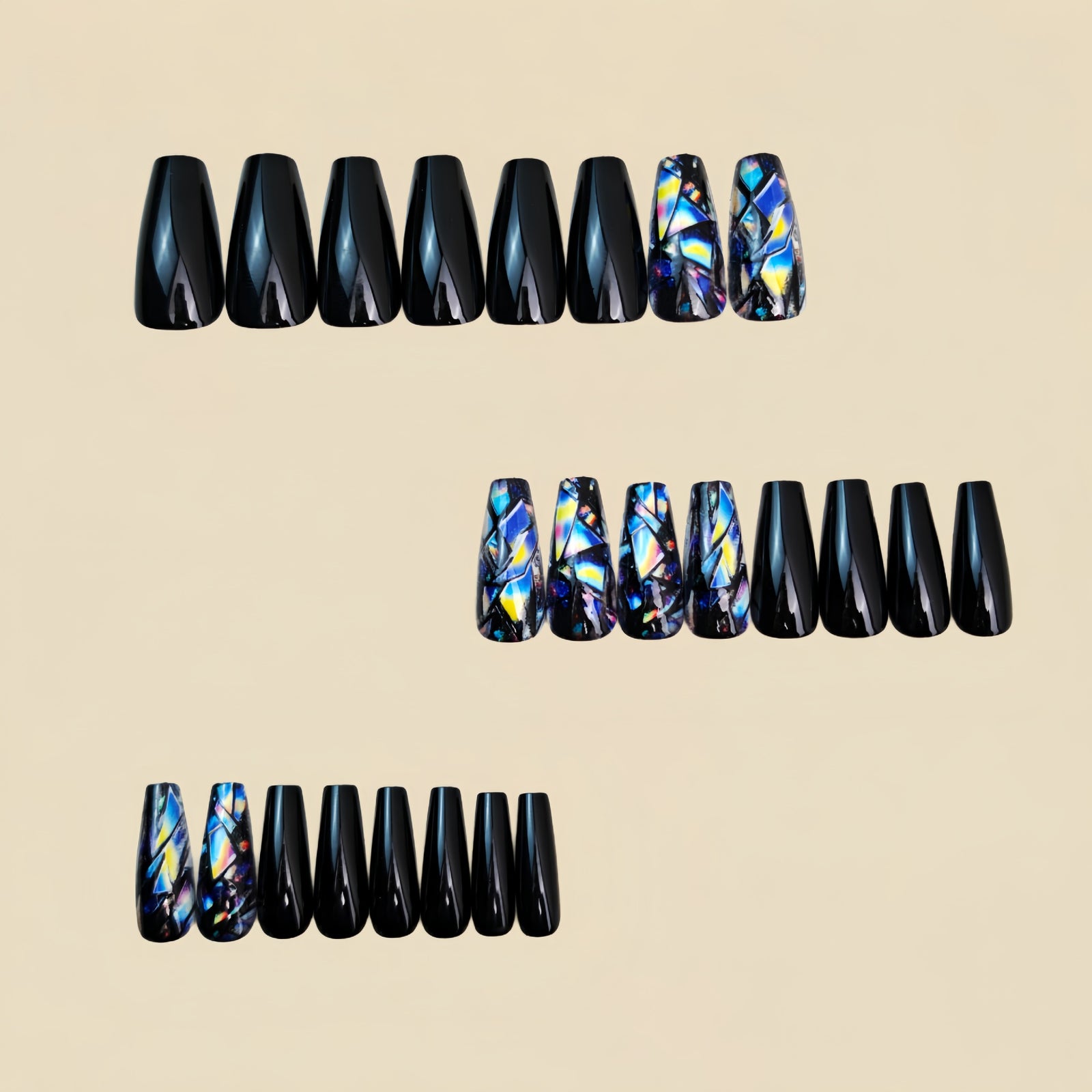 24pcs/Set Black Geometric Stripe Press-On Nails