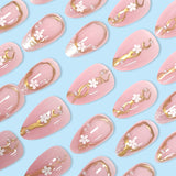 24pcs/Set 3D Cat Eye Gilded & Crystal French Press-On Nails