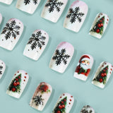 24pcs/Set Christmas Snowflake, Tree & Santa Press-On Nails