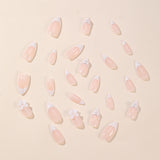 24pcs/Set White French Pearl 3D Bow Press-On Nails