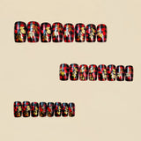 24pcs/Set Red Stripe with Gold Leaf Press-On Nails