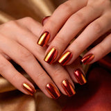 24pcs/Set Short Red Chrome Press On Nails