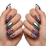 24pcs/Set Electroplated Flower Press-On Nails