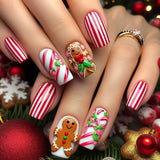 24pcs/Set Christmas Snowflake & Cartoon Snowman Press-On Nails