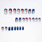 24pcs/Set Christmas Cartoon Snowman & Santa Snowflakes Press-On Nails
