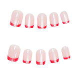 24pcs/Set Short Pink French Cat's Eye Press On Nails