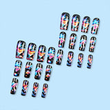 24pcs/Set Galactic Swimming Fish with Cosmic Star Gradient Press-On Nails