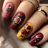 24pcs/Set Botanical Flowers Press-On Nails