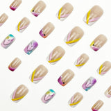 24pcs/Set Valentine's Rainbow Ombré Heart Press-On Nails