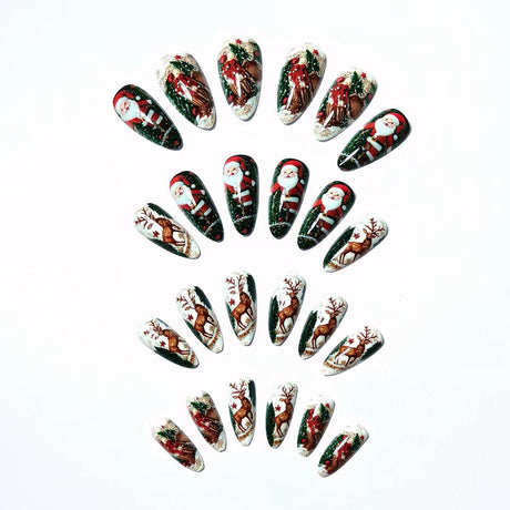 24pcs/Set Christmas Santa & Reindeer Press-On Nails