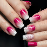 24pcs/Set White French Tip Sunset Press-On Nails