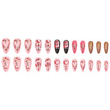 24pcs/Set Pink Rose & Heart Valentine‘s Day Press-On Nails