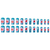 24pcs/Set Blue Background with Pink Flowers Press-On Nails