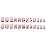 24pcs/Set Blurred Brown Floral French Tip Press-On Nails
