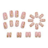 24pcs/Set Blurred Brown Floral French Tip Press-On Nails