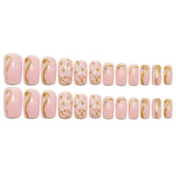24pcs/Set Blurred Brown Floral French Tip Press-On Nails