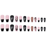 24pcs/Set Black French Butterfly Press-On Nails