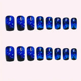 24pcs/Set Coconut Shadow, Starry River & Blue Star Illusion Night Press-On Nails