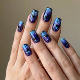 24pcs/Set Coconut Shadow, Starry River & Blue Star Illusion Night Press-On Nails