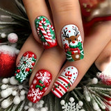 24pcs/Set Christmas Snowman & Reindeer Press-On Nails