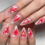 24pcs/Set Valentine's Blush Ombré Heart & Starry Glimmer Press-On Nails