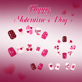 24pcs/Set Short Valentine Pink Balloon, Heart, Polka Dots & Cherry Press-On Nails