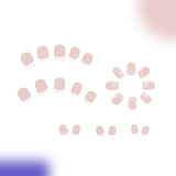 24pcs/Set Short Nude-White French with Minimalist Floral Press-On Nails