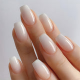 24pcs/Set Short White to Nude Ombré Blur Press-On Nails
