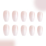 24pcs/Set Short White to Nude Ombré Blur Press-On Nails