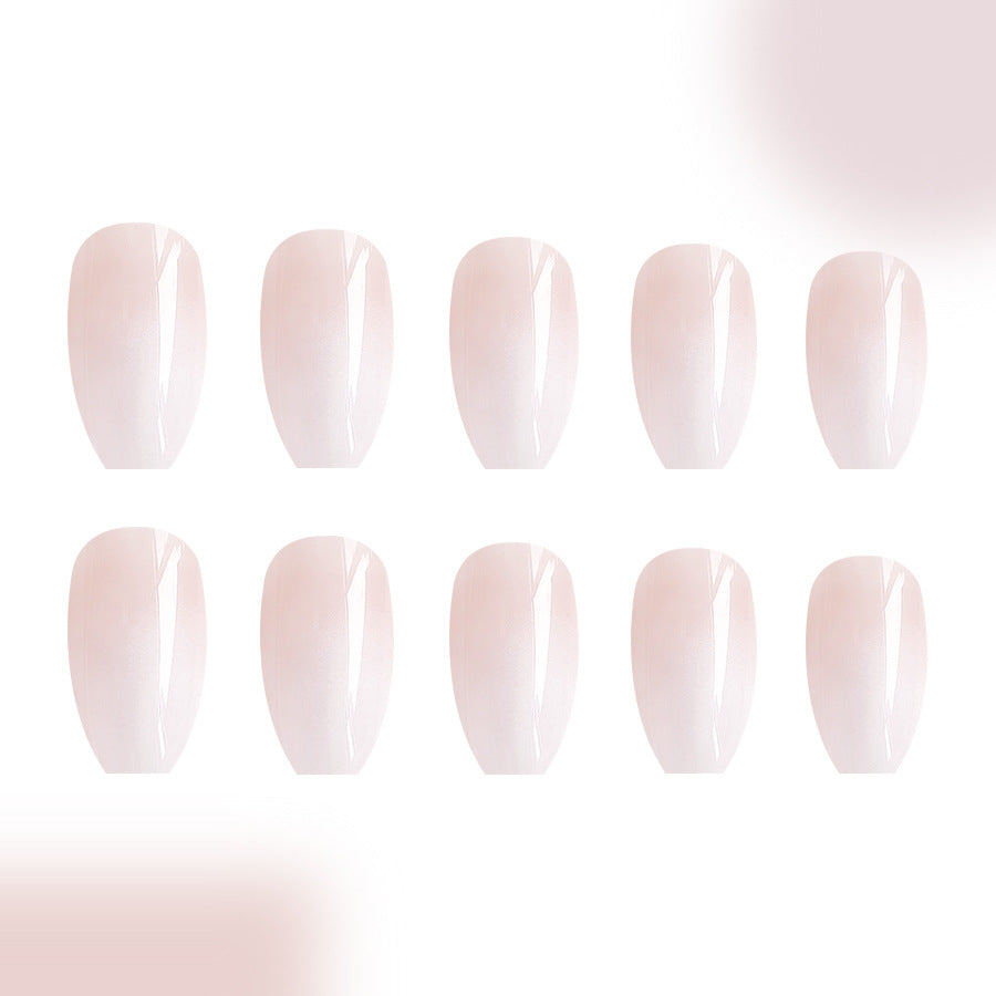 24pcs/Set Short White to Nude Ombré Blur Press-On Nails