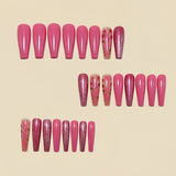 24pcs/Set Pink Valentine's Heart Press-On Nails