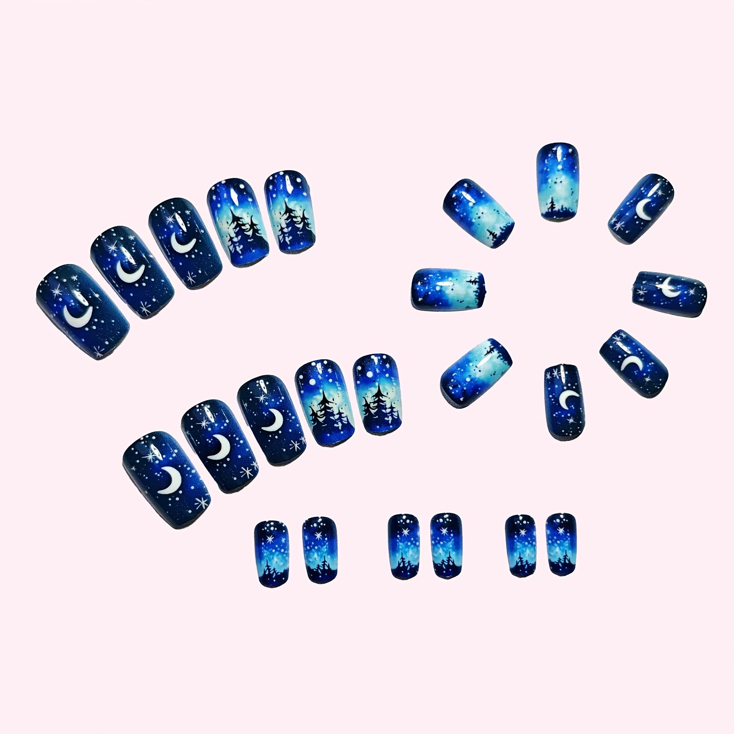 24pcs/Set Christmas Winter Snowflake Forest Press-On Nails